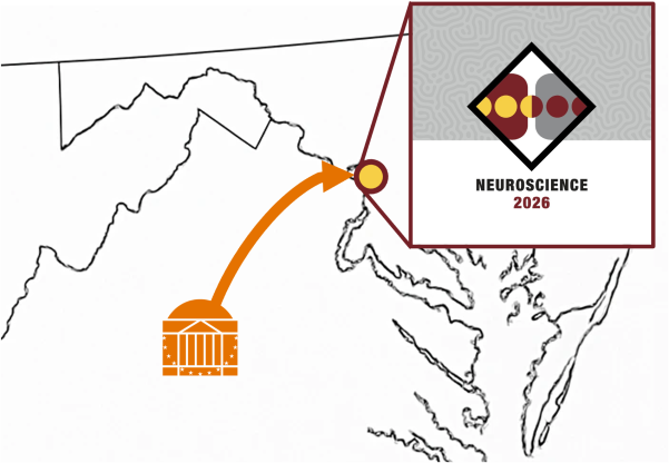 map of VA and DC with UVA and SfN locations highlighted