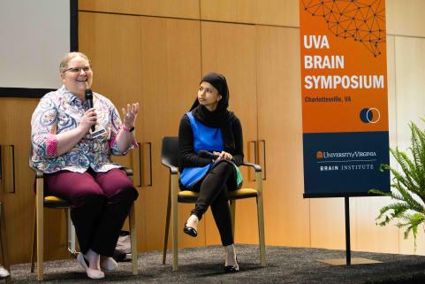 Dr. Flowers and Dr. Amjad sit on the Brain Aging panel discussion.