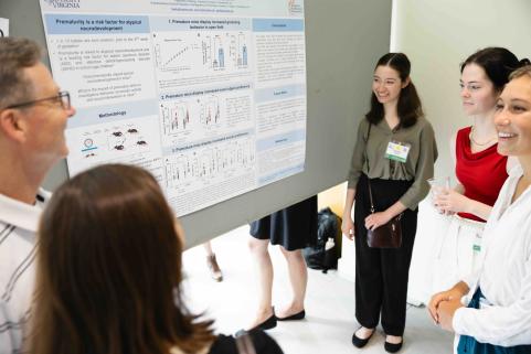 Students display research poster.