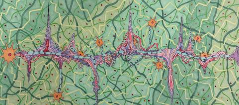 Art piece by Charlottesville High School art student Joshua Bleakley, who participated in Brain Awareness Outreach's Magnify program