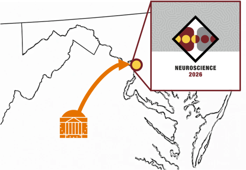map of VA and DC with UVA and SfN locations highlighted